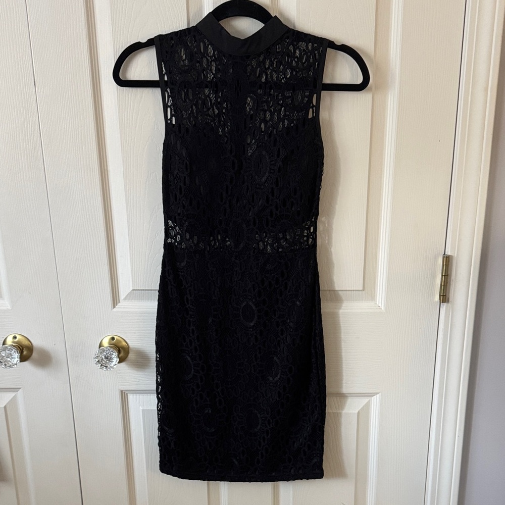 Tiger Mist Black Lace Mini Dress